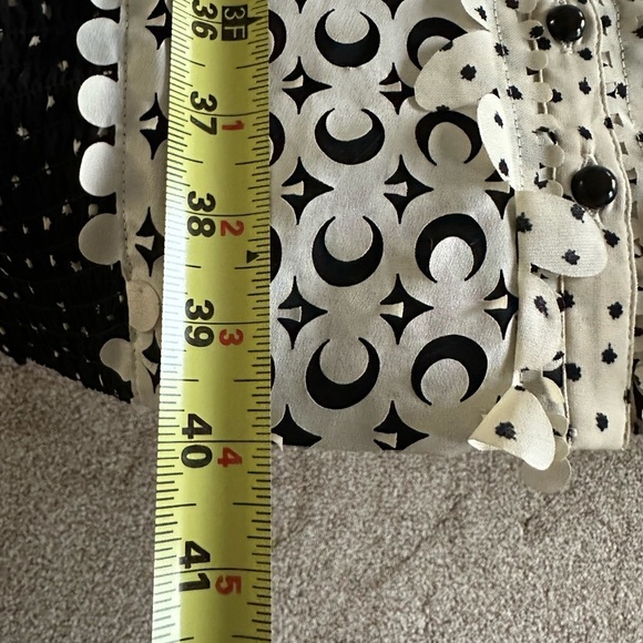 Bequile by BYRON LARS Anthro Lasercut Black Cream Bodycon Dress Sz 4 - Picture 9 of 15